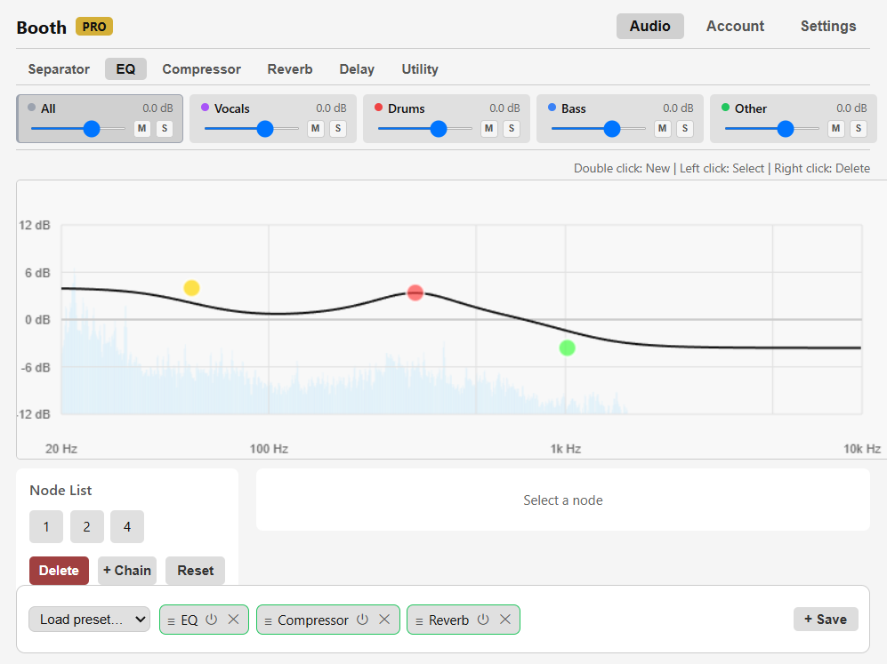 Booth — Equalizer view (Light theme)